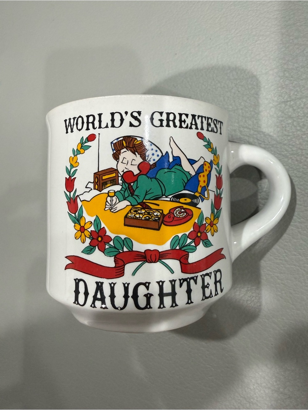 Vintage Stackable World’s Greatest Daughter Cup Coffee Mug | Sturdy | 3.5” W